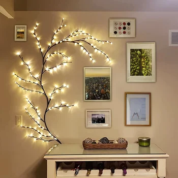 Prilagodljiv DIY Willow Trte Drevo Svetlobe Doma Poroko Dekor za dnevno Sobo, Stene Spalnice Kamin Party Svetlobna Veje Luči