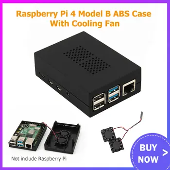 Raspberry Pi 4 Model B ABS Primeru Hlajenje Lupini z Dvojno Hladilni Ventilator Črno Plastično Lupino za Raspberry Pi 4