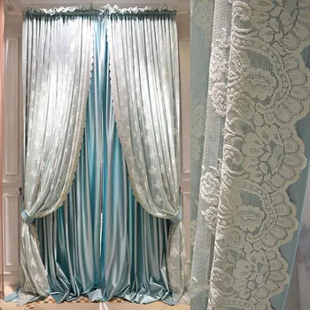 Razkošno Evropske dnevna soba zavese maiden srce princess style luči luksuzni francoski neto rdeča spalnica čipke zavese krpo