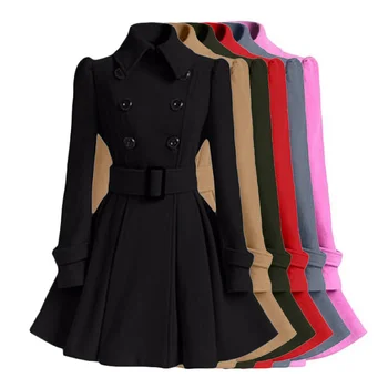 S-XXL Nov Modni Klasičen Zimski Debel Plašč Evropi Belt Sponke Jarek Coats Dvojno Zapenjanje Vrhnja oblačila Priložnostne Dame Oblačenja Coats