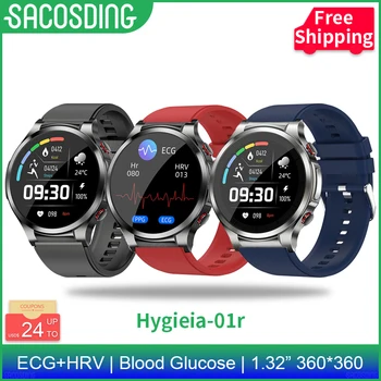SACOSDING Hygieia-01r Glukoze v Krvi Pametno Gledati Ženske EKG, Krvni Tlak Health Monitor Fitnes Ure IP67 Smartwatch Moški
