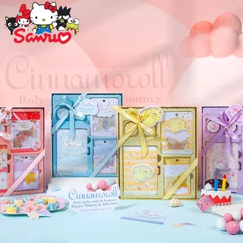 Sanrio Melodijo Kuromi Hello Kitty Cinnamoroll Pochacco Darilo Polje Priročnik Gift Box Set PU Posebno oblikovan Magnetni Gumb Zvezek