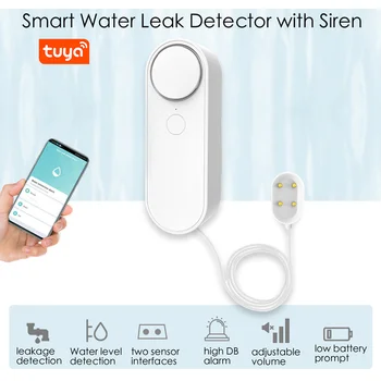 Smart Vode Detektor s Sireno Tuya WIFI Potopitvijo Vode Zvočni Alarm za Gospodinjstvo Inteligentni Prekoračitev Senzor za Raven Zvočne