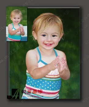 sodobna VRH UMETNOSTI prilagodite storitev oljna slika,--otrok portret iz fotografijo, sliko---100% ročno poslikane 24x36 palec-brezplačna dostava