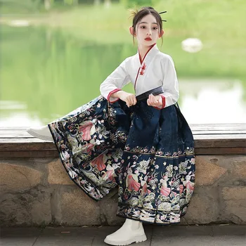 Starodavne Kitajske Dekleta Konj-obraz Krilo Obleko Hanfu Otroci Tradicionalno Opravljajo Obleke Borilne veščine Cosplay Kostum Študent Enotna