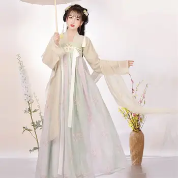 Starodavne Kitajske Hanfu Ženske Pravljice, Cosplay Kostum Ples Stranka Obleko Obleko, Zelena, Roza Kompleti Za Plus Velikost XL