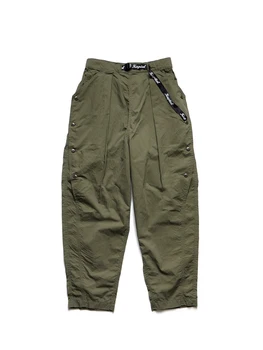 Svoboden koničastimi vojaško zelena zapenjanje vojaške KAPITAL hlače Unisex širok noge hlače hlače temno slog hlače za človeka oblačila