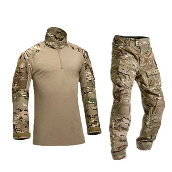 Taktično Maskirno Vojaško Uniformo Oblačila Oblačilo Moški US Army oblačila Vojaške Boj Majica + Tovora Hlače Ščitniki za Kolena