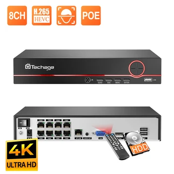 Techage H. 265 8CH 4K 2K POE NVR Varnost, Nadzor Omrežja, Video Snemalnik do 16CH Za CCTV Sistema POE IP Kamera Snemalnik