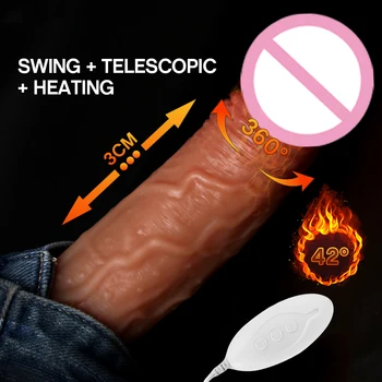 Teleskopsko Dildo Spola Igrače, Vibrator za Odrasle Sex Igrače za Ženske Vagine, G Spot za Ogrevanje Penis Daljinski upravljalnik Dick Seks Tooys za Moške 18