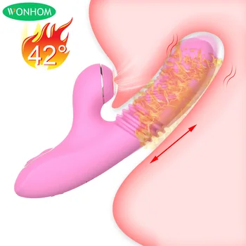 Teleskopsko Thrusting Sesanju Vibrator za Ženske Velik Dildo Ogrevanje Klitoris Bedak Vagine, Klitoris Stimulator Odraslih Igrače Sex Stroj