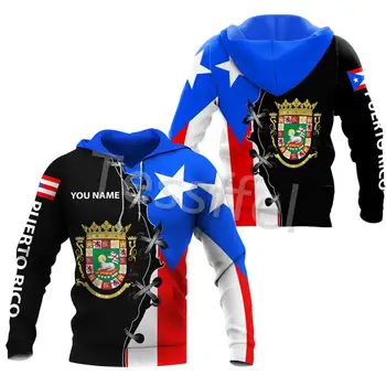Tessffel Puerto Rico Simbol 3D Tiskanih moška Majica Zadrgo Hoodie Unisex Športna Jakna Jesen/Zima Dropshipping Slog-6