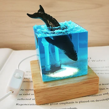 [TML] Obrt morskih okraski morju kit rezervoar rib noč svetlobe Smolo kristalno avto okras doma namizno Dekoracijo modela darilo