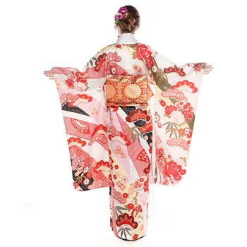 Tradicionalni Japonski kimono Z Obi Ženske Cosplay Oblačila Klasičnih Stopnji Uspešnosti Kostum Gejša Kimono Plašč Večerno Obleko