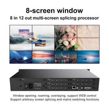 TV Video Steno Procesor, HD Krmilnik 8x12 HDCP 1080P60Hz 2 Vhod 12 Out HDMI Matrix Preklopnik Splicer Okno WEB/RS232 Nadzor