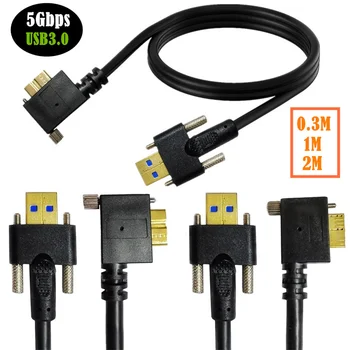 USB 3.0 A Moški-Micro B Moški, oba z Dvojno M3 Vijak Zaklepanja Kabel, Podpora za Sinhronizacijo Podatkov in Polnjenje Kabel 0,3 m/1m/2m