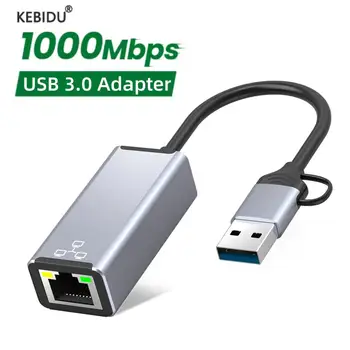 USB 3.0 Omrežna Kartica Tip C 1000Mbps Ethernet Adapter Rj45 Lan za Prenosnik Xiaomi PC Internet USB, Lan Mi Polje Nintendo Stikalo