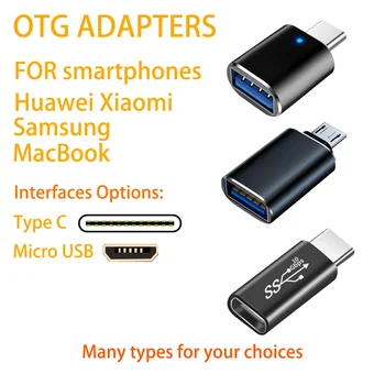 USB 3.0 v Tip C OTG Adapterji USBC Moški USBA Ženski Pretvornik Mikro 5Pin Priključek za Samsung Xiaomi Huawei Macbook