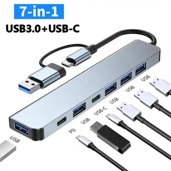 USB Hub 4/5/7 Vrata Expander Širitev Dock, USB, C Splitter Adapter Za Tip C Pametne telefone, Računalnike, tablični računalniki IPad, Macbook