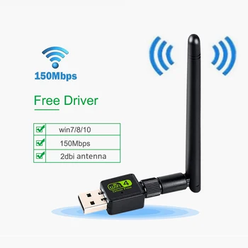 USB WIFI Adapter Prost Gonilnik za Windows 7/8/10 Wi Fi Antena 150 M Brezžična Omrežna Kartica Za Namizni Prenosni računalnik
