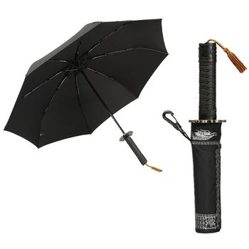 Ustvarjalne dežnik zložljiv avtomatski dežnik Japonski Samuraji meč windproof fant nož dežnik UV zaščito, ne dežnik