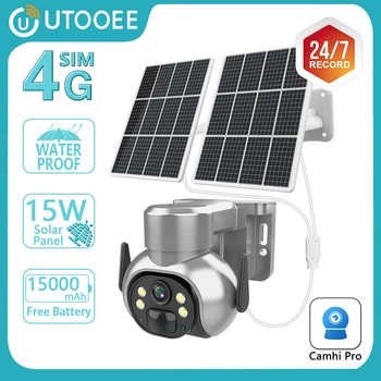 UTOOEE 8MP 4G Sončne Prostem Kamere Dvojno solarnimi Smart PIR Človeško Zaznavanje 24h Snemanje WIFI Varnosti PTZ Kamere Camhi Pro