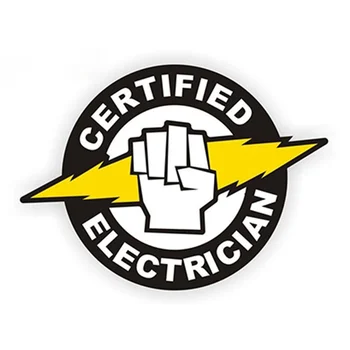 V39# Avto Nalepke Certified Elektrikar Trdo Kapo In Čelado Oznaka Električne Visoke Napetosti Nepremočljiva Vinilne Nalepke Za Avto
