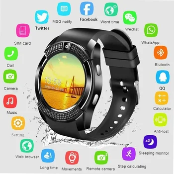 V8 Smartwatch podporo Kartice SIM Sinhronizacija Whatsapp Twitter Facebook moška in ženska moda in ženske športne nepremočljiva pedometer smartwatch