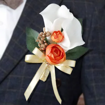Vintage Umetne Rože Zapestje Corsage Groomsmen Boutonnieres accesorios de boda Bridesmaid, Poročni Dodatki