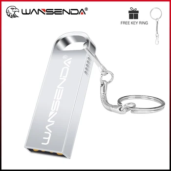 WANSENDA USB Flash Drive Kovinsko Pero Disk 32GB 64GB 8GB 16GB 4GB Pendrive Nepremočljiva Pomnilniški Ključek USB Brezplačno Key Ring