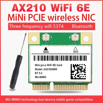 Wifi 6E AX210 Mini PCI-E Brezžična Omrežna Kartica WIFI6 Dual Band 2,4 G/5 G Omrežna Kartica Bluetooth 5.2 Omrežje Sim Adapter Novo Zeleno