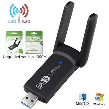 WiFi USB 3.0 Adapter 1300Mbps Bluetooth 4.2 Dual-Band 2,4 GHz&5GHz Wifi Usb Za PC Namizni Prenosni računalnik Omrežno Kartico Brezžični Sprejemnik