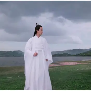 Yourqipao Kitajski Starodavno Tradicijo Hanfu Moških Fantasia Moški Cosplay Antični Učenjaki&Mečevalec Kostum Bela Hanfu Kompleti Za Moške