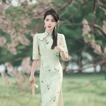 Yourqipao Poletje 2023 Izboljšano Cheongsam Krilo Gozd Slog Self-gojenje Letnik Dnevno Qipao Kitajski Večerno Obleko za Ženske