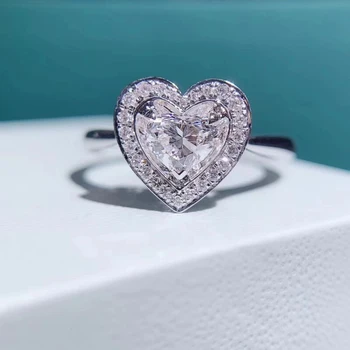Za 0,5 ct 5mm Srce Cut Engagement&Poročni Naravnih Pravi Diamant Solitaire Ring Trdna Resnično 18K Belim Zlatom za Ženske