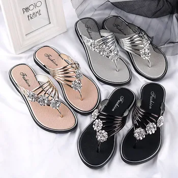 čevlji za ženske, Dame copate poletne sandale novo ravnim dnom ženske čevlje svetlobe in priložnostne flip-flops