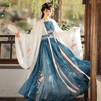 Ženske Tradicionalno Kitajsko Hanfu Kostum Lady Vestidos Han Dinastije Obleko Vezenje Dinastije Tang Princesa Ljudskih Plesnih Oblačil