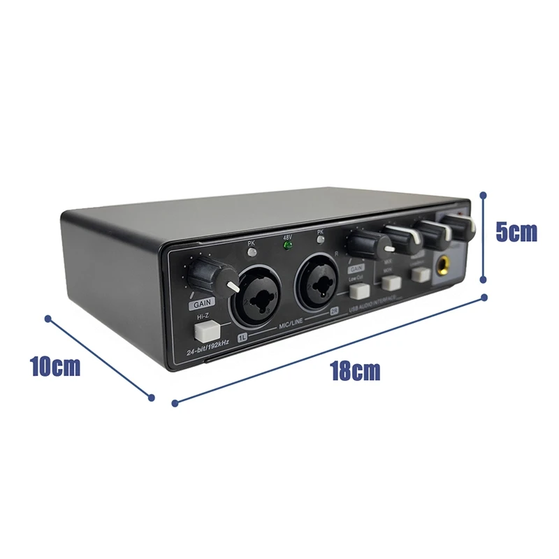 1 Kos Zvočne Kartice Studio Snemanje USB Avdio Vmesnik, Zvočne Opreme 48V Phantom Za Snemanje Črna