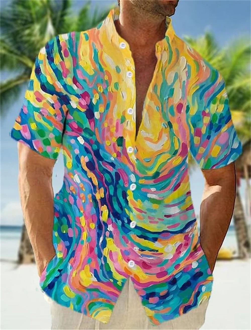 2023 Poletje Nove Moške 3D Ustvarjalne Grafiti Print Majica za Moške Počitnice na Havajih Kratek Rokav Plaži Majica Oblikovalec Street Vrh