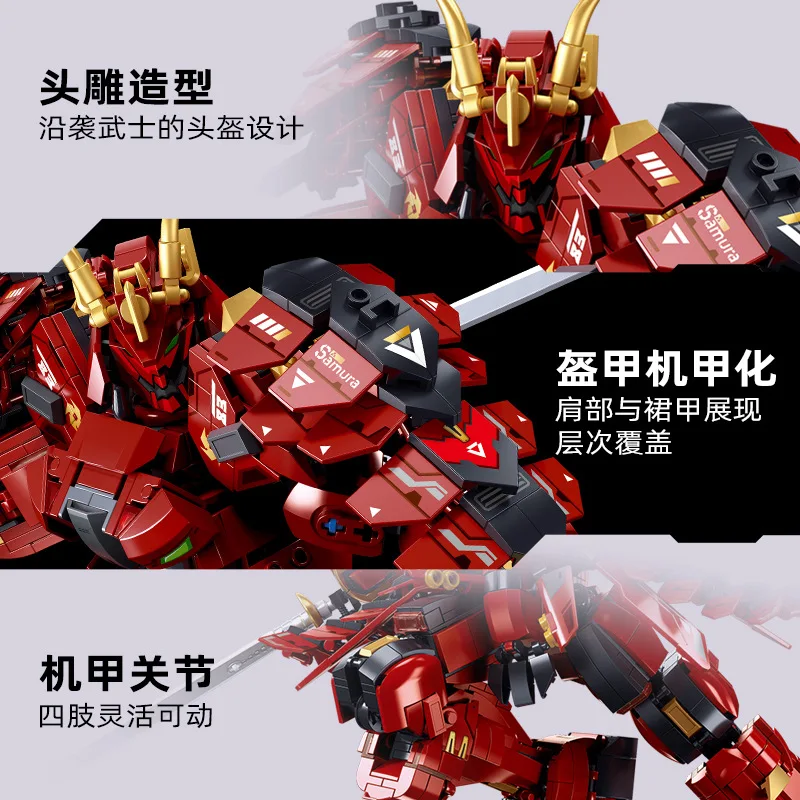 2023New 34.6 cm 923pcs Samurai Sneg Mirage Gradnike Modela MOC Ustvarjalnost Robot Opeke Igrače za Fante Darilni Set