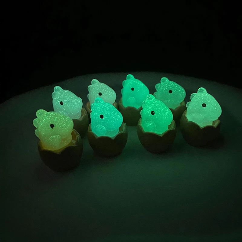 2Pcs Mini Svetlobna Smolo Dinozaver Jajca Sijaj v temi Miniaturni Okras Za DIY Vrt Lutke