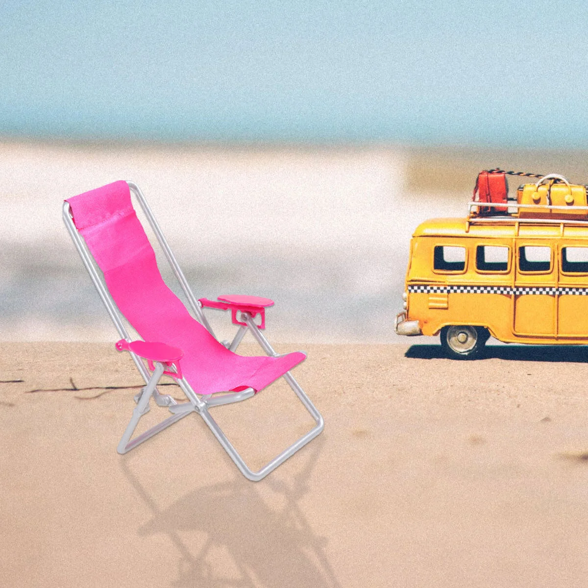 2pcs miniaturni plaži stol Zložljiv ležalnik Simulacije Zložljiva Plaži Stol Hiša Krova Leži Stol Doma Plaži Model plaži