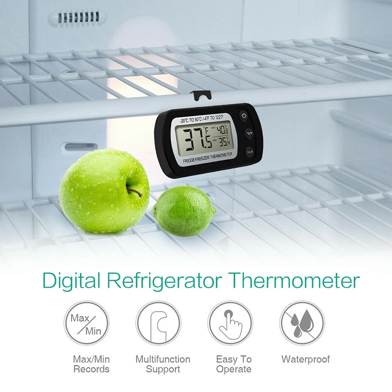 2v1 Termometer, Higrometer Digitalni LCD Temperatura Vlažnost Meter Detektor Hladilnik Zamrzovalnik Thermograph Zaprtih Instrument