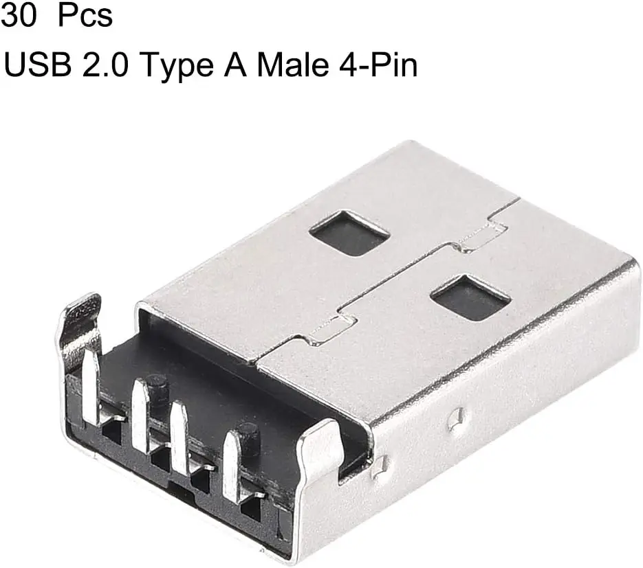 30 KOS USB 2.0 Tip A Moški Vtičnice Priključek Priključek Priključek, 4-Pin DIP 90 Stopinj pod pravim Kotom, Popravilo, Zamenjava Napajalnika