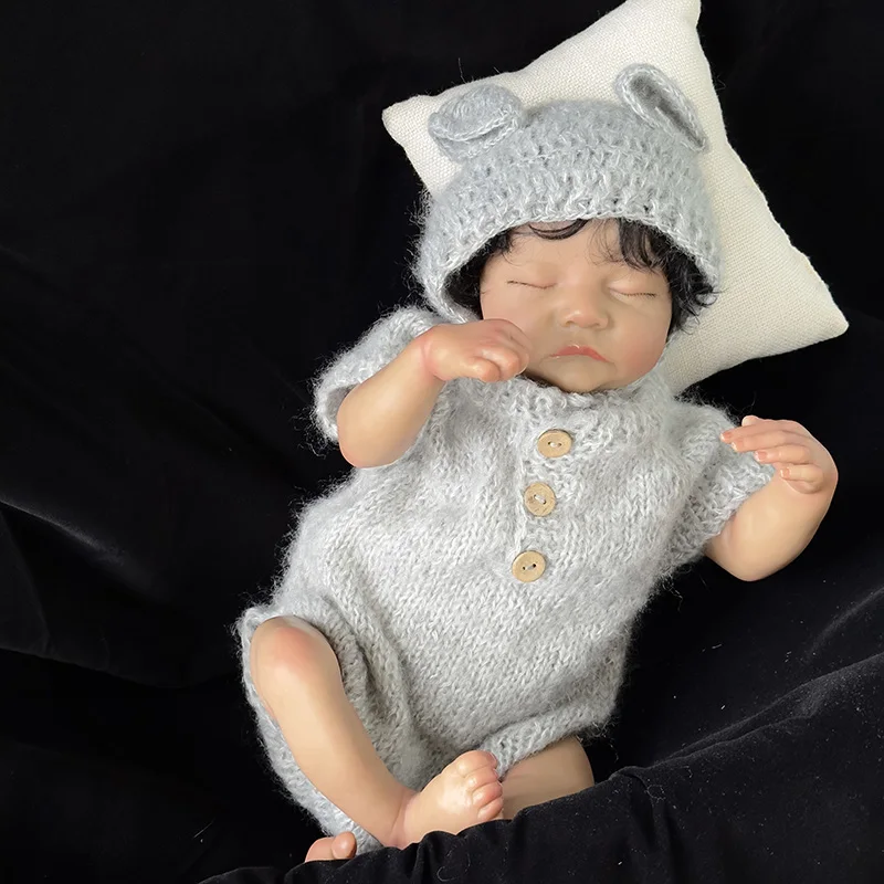 49 CM Newborn Baby Doll, ki so Prerojeni Rjavo Kožo, Levi Spalna Mehki Silikonski Prilagodljiv 3D Ton Kože Lutka