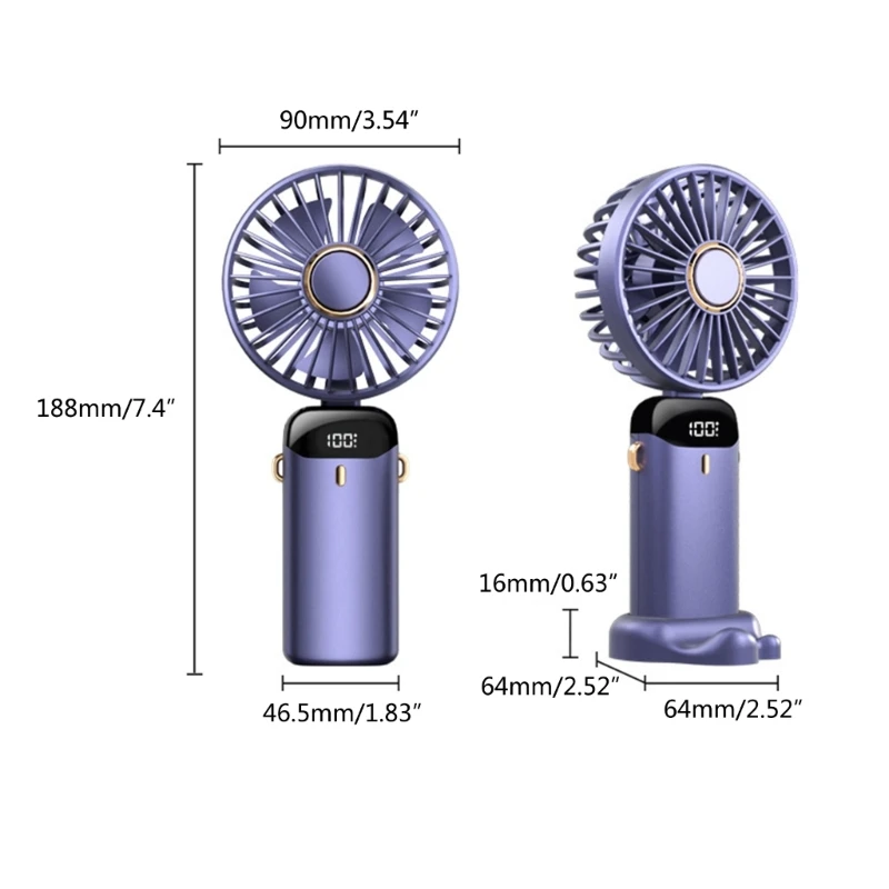 594A N15 Prenosni Ventilator z Digitalnim prikazom USB Polnilna Ročna Fan