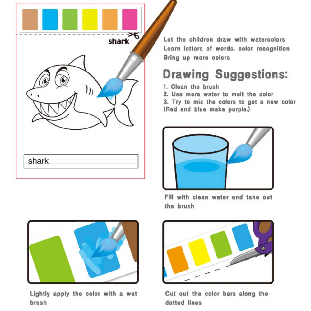 8 Listov Prenosni Otrok Akvarel Slika Knjigo Otroci Gouache Grafiti Sliko Barve Z Vodo, Barvanje, Risanje Igrače Darila