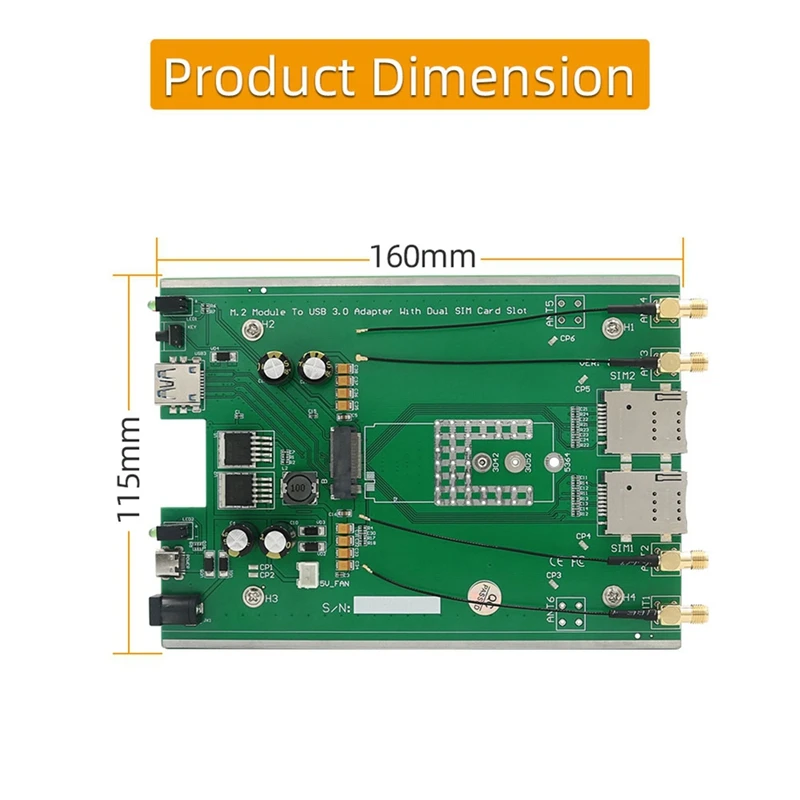 Adapter Kit M. 2(NGFF) 3G/4G/5G Modul Za USB3.0 S Duals Reže za Kartico SIM In 4X2.4G/5G Antena Za RM500Q GM800 SIM8200 5G
