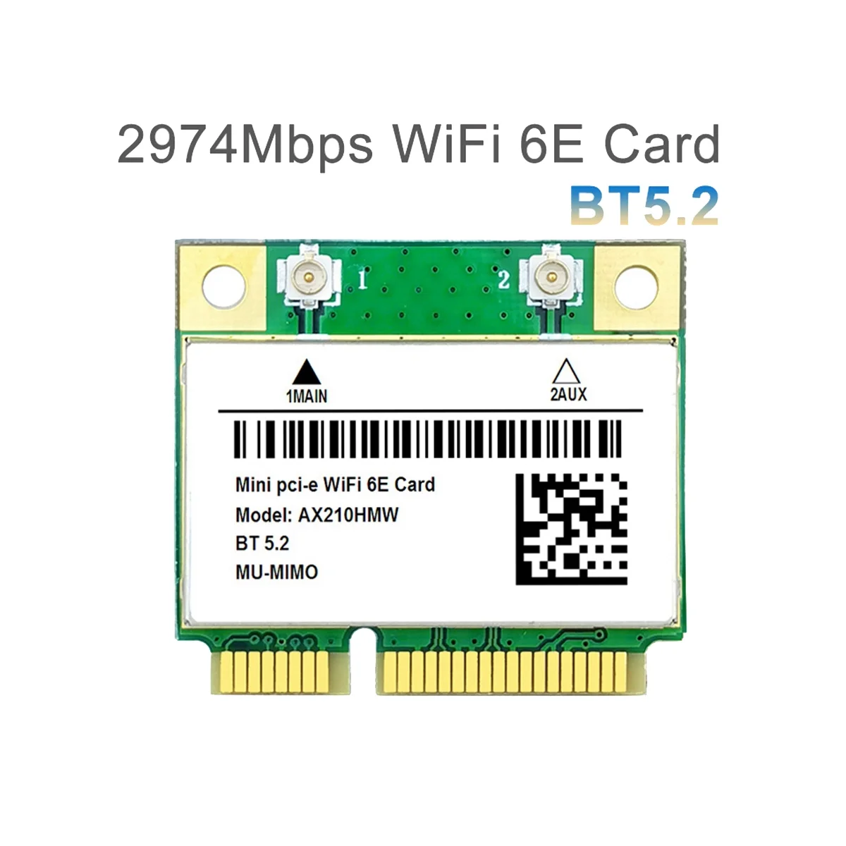 AX210HMW za Kartico WiFi+Antena WiFi 6E Mini PCI-E AX210 802.11 Ax/Ac 2.4 G/5 G/6Ghz BT5.2 Brezžični Adapter za Prenosnik