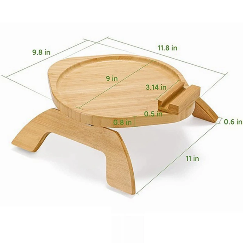 Bambus Kavč Pladenj Tabela Posnetek Na Strani Tabele Kavču Roko S 360° Vrtljivim Držalom Za Telefon, Kavč Pladenj Za Roko